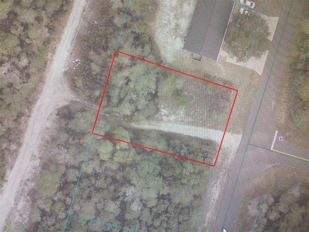 This is an aerial map showing a rectangular plot of land outlined in red — 0 SW 35 COURT ROAD, OCALA, FL