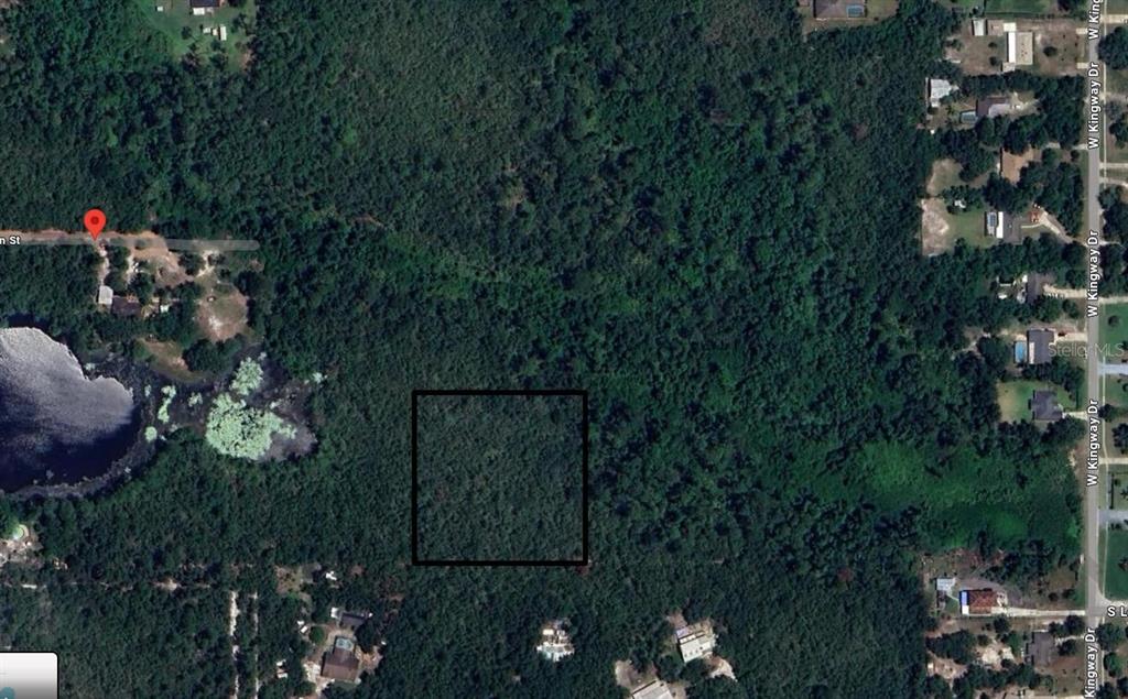 This is an aerial map showing a rectangular plot of land outlined in black — 1488 ANDERSON STREET, DELTONA, FL