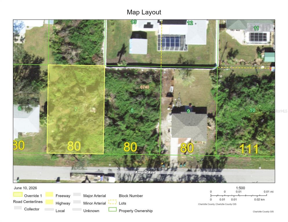 This is a map layout showing property lot lines and parcel numbers along Ample Ave — 1188 AMPLE AVENUE, PORT CHARLOTTE, FL