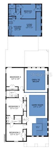 This is a floor plan showing the layout of a two-story residential home — 10016 PEEBLES STREET, ORLANDO, FL
