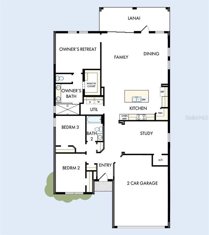 This is a floor plan for a single-story house with three bedrooms and a garage — 5123 CHATTAHOOCHEE BEND, ST CLOUD, FL