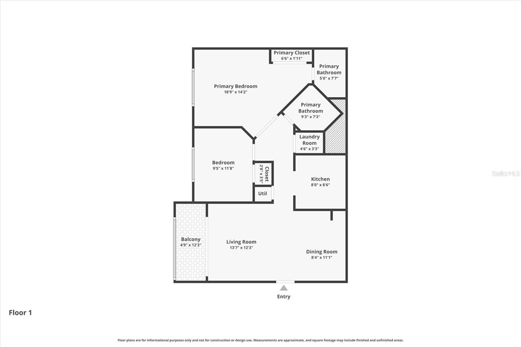 This is a floor plan for a one-story apartment featuring two bedrooms and two bathrooms — 19505 QUESADA AVENUE UNIT C203, PORT CHARLOTTE, FL