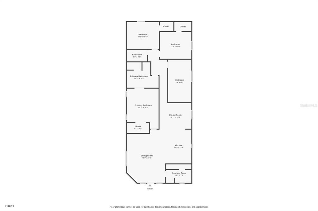 This is a floor plan of a single-story home with four bedrooms and two bathrooms — 34 1ST AVENUE, PALM COAST, FL