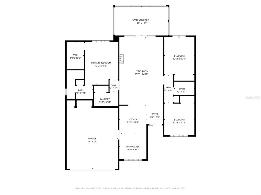 This is a floor plan for a single-story home featuring a garage, porch, and bedrooms — 1106 EBLING LOOP, THE VILLAGES, FL