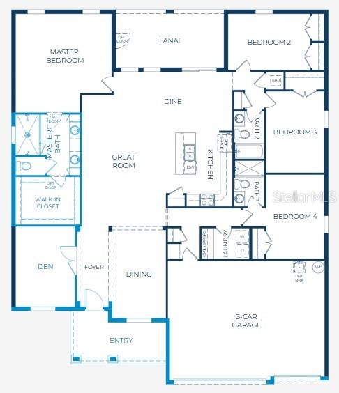 This is a floor plan for a single-story house with four bedrooms and a garage — 12036 LIMPKIN ROAD, WEEKI WACHEE, FL