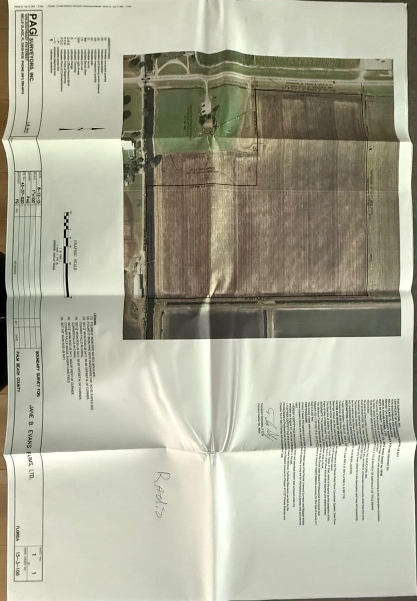 This is a boundary survey map showing the property lines of a parcel of land — 2001 State  715 Road, Belle Glade FL 33430, BELLE GLADE, FL