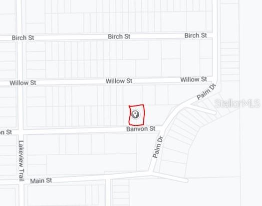 This is a map showing a specific property lot highlighted on Banvon Street — 00 BANVON STREET, INTERLACHEN, FL