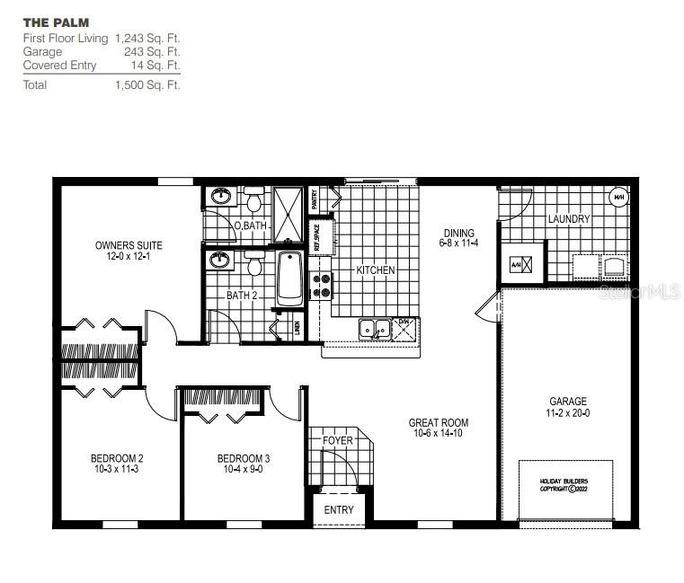 This is a floor plan for a single-story house named The Palm — 3856 JOHANNESBERG ROAD, NORTH PORT, FL