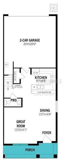 This is a floor plan for the first level of a home with a garage — 192 RAINWOOD STREET, GROVELAND, FL