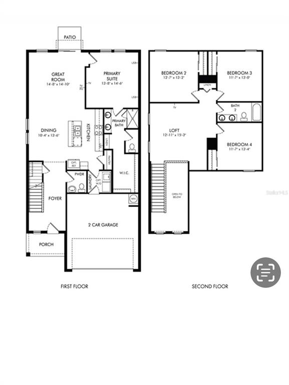 This floor plan shows a two-story house with a garage, four bedrooms, and a loft — 4031 PUCOLO WAY, DAVENPORT, FL
