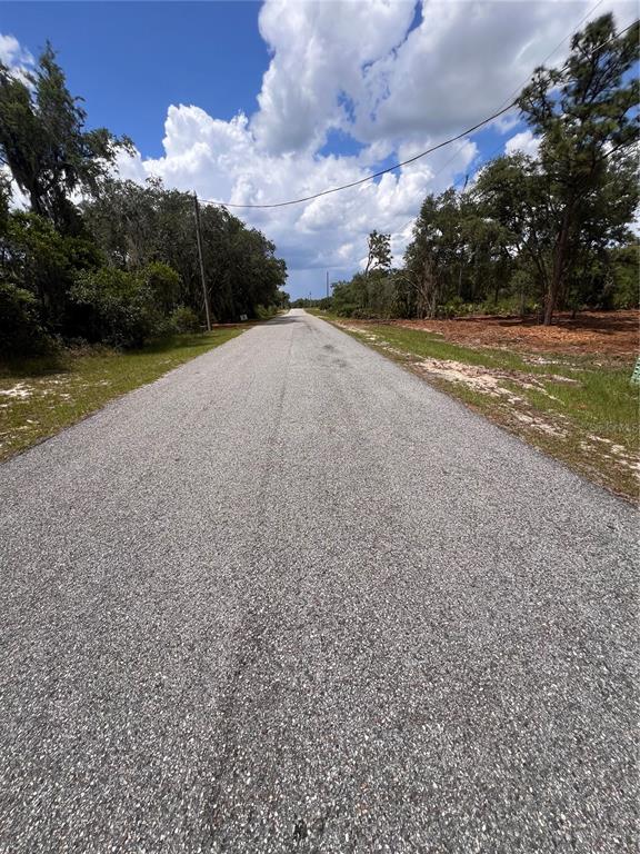 A paved road stretches forward between wooded areas under a blue sky with clouds — DEER ROAD, FROSTPROOF, FL