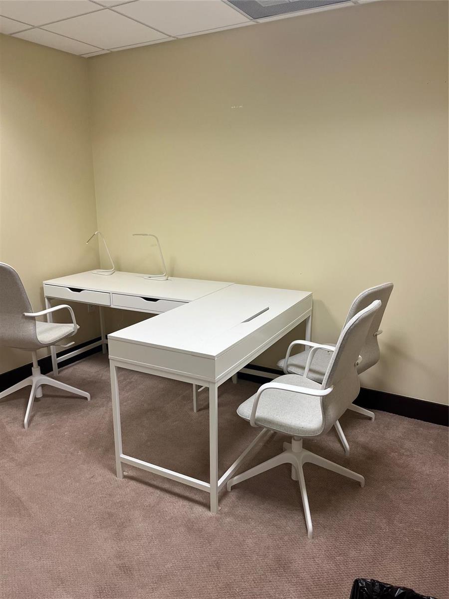 An office space features two white desks arranged in an L-shape with two matching chairs — 2730 SW 3rd Avenue # 202C, Miami FL 33129, MIAMI, FL