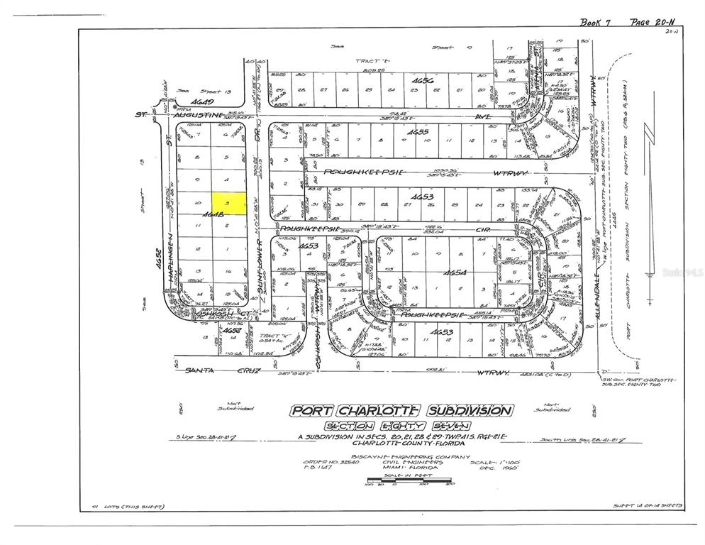 This is a plat map of a section of the Port Charlotte Subdivision — 10461 SUNDAY DRIVE, PORT CHARLOTTE, FL
