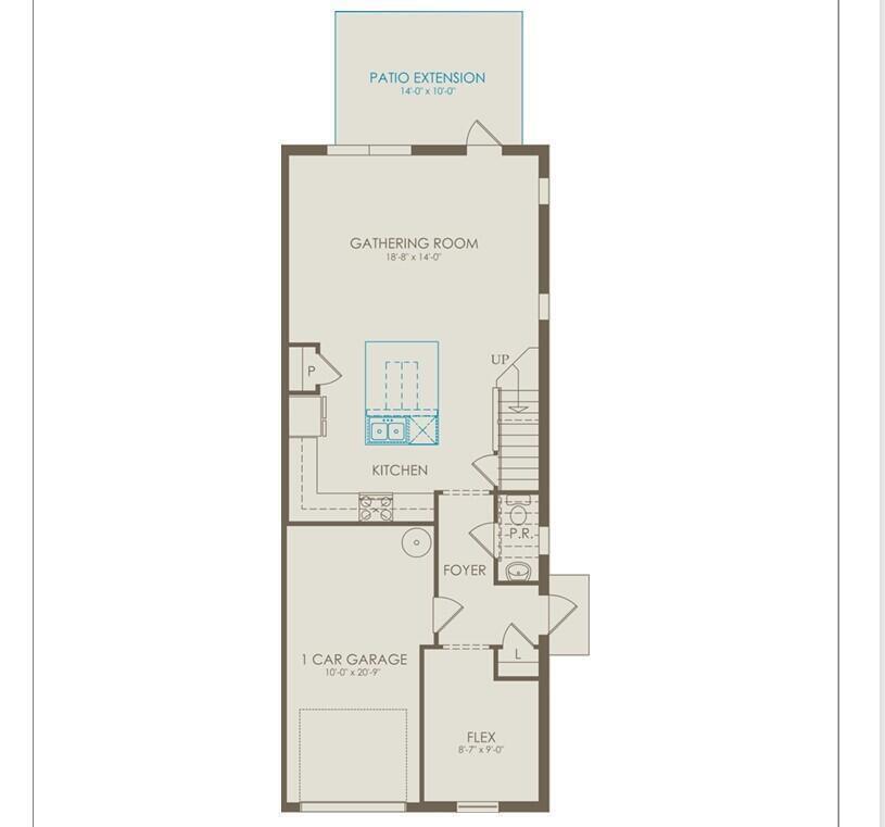 This floor plan shows a ground level layout with a garage, kitchen, and gathering room — 4238 Efendi Drive # 30, Lantana FL 33462, LANTANA, FL