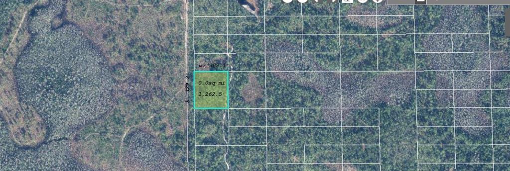 This map shows a rectangular parcel of land highlighted in teal against a wooded background — 627 DILL ROAD, ORLANDO, FL