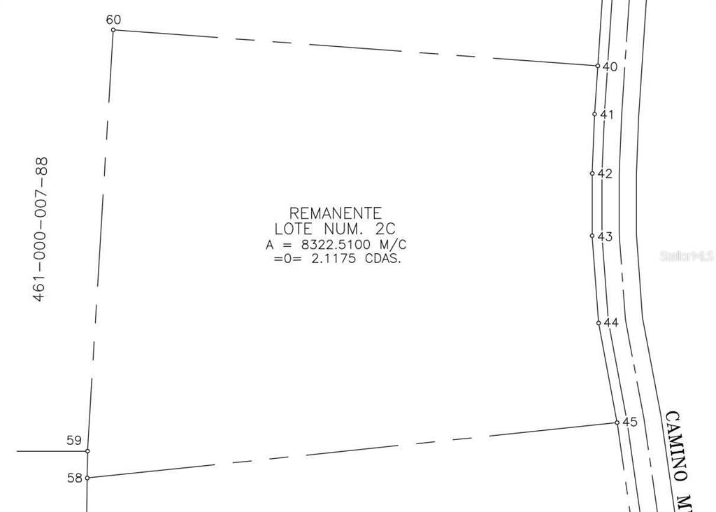 This is a land survey map showing the boundaries and area of a lot — 2C HACIENDA PUERTO REAL, VIEQUES, PR