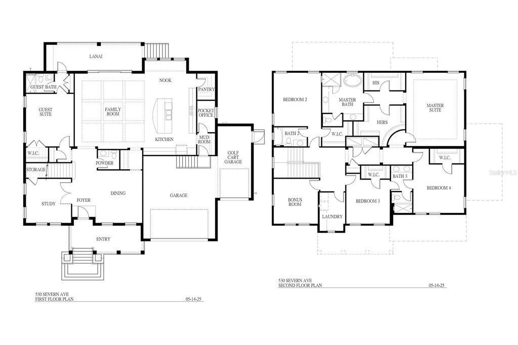 This is a floor plan showing the first and second levels of a residential home — 530 SEVERN AVENUE, TAMPA, FL