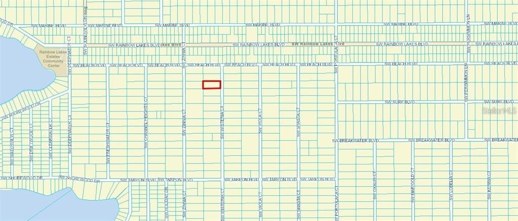 This is a map showing a highlighted rectangular property lot located between residential streets — SW WISTERIA COURT, DUNNELLON, FL