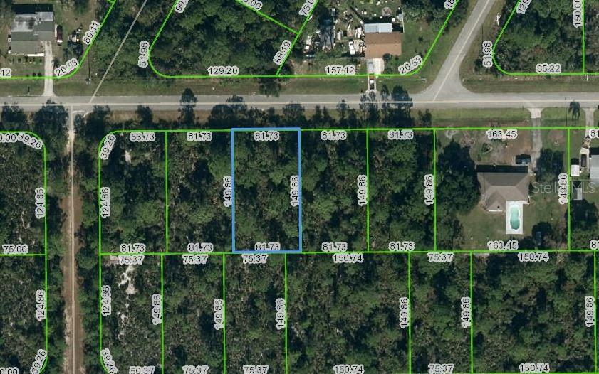 This is a map showing a rectangular parcel of land highlighted in blue — 1505 PRENTICE STREET, LAKE PLACID, FL