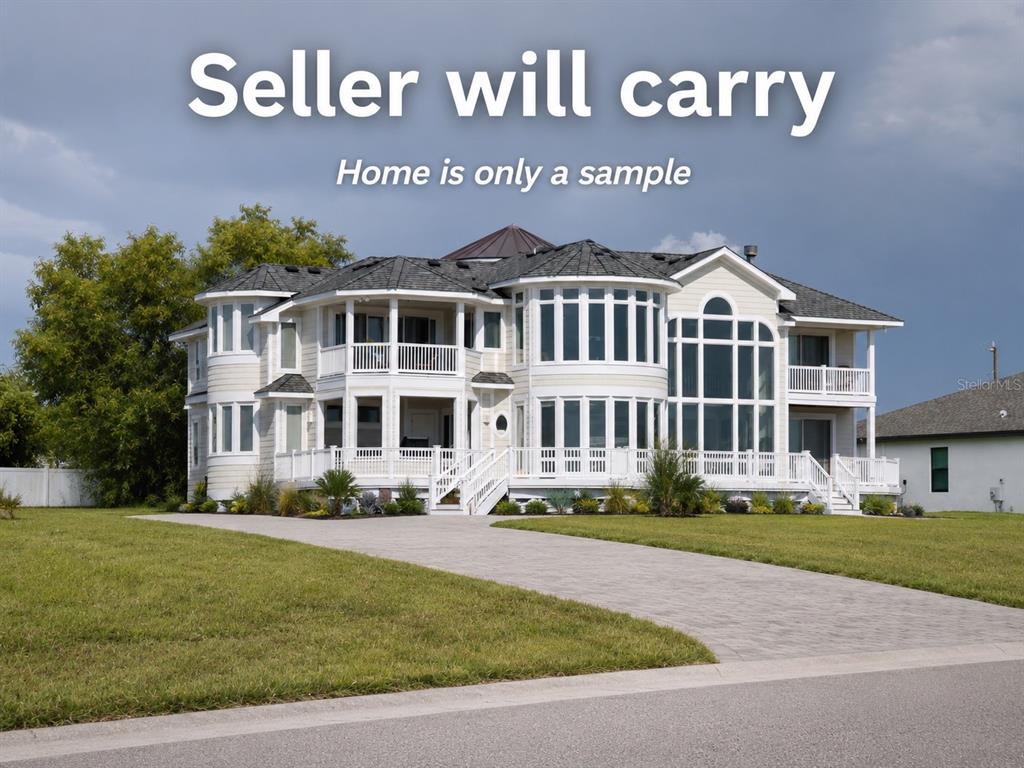 This is a rendering of a large, multi-story house with a wraparound deck and windows — 706 SW 21 STREET, CAPE CORAL, FL