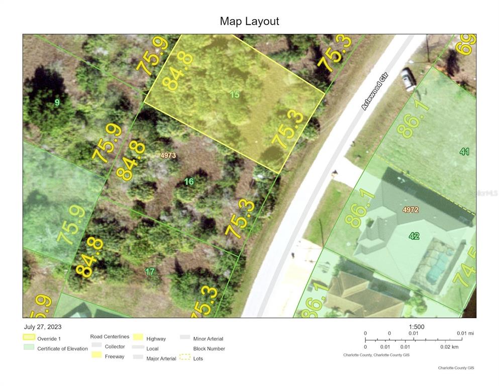 This is a map showing property lot lines and parcel numbers for a residential area — 8233 ARLEWOOD CIRCLE, PORT CHARLOTTE, FL