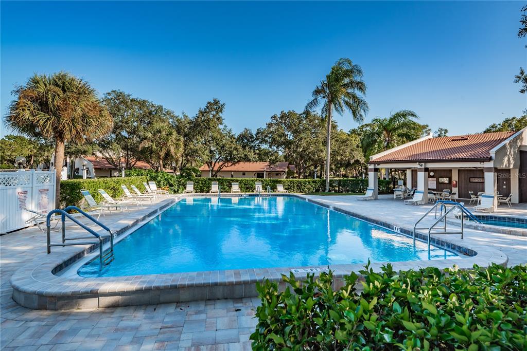 A front entryway features a dark door, a small window, and a potted plant garden — 3505 TARPON WOODS BOULEVARD UNIT O-403, PALM HARBOR, FL