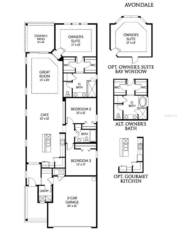 This is a floor plan for a residential home featuring three bedrooms and a garage — 243 BLUEGRASS WAY, ST AUGUSTINE, FL