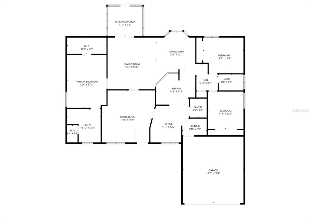 This is a floor plan of a single-story house featuring three bedrooms and a garage — 1106 NW 101ST DRIVE, GAINESVILLE, FL