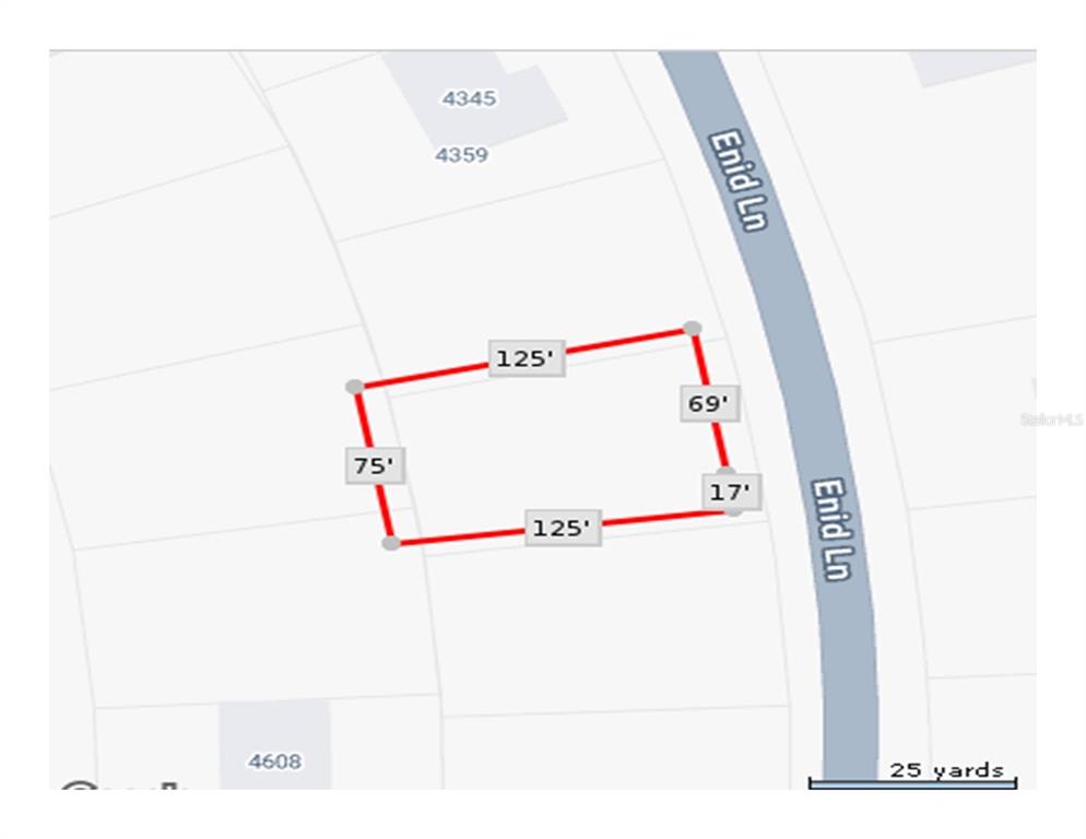 This is a map showing the property boundaries and dimensions of a rectangular lot — ENID LANE, NORTH PORT, FL