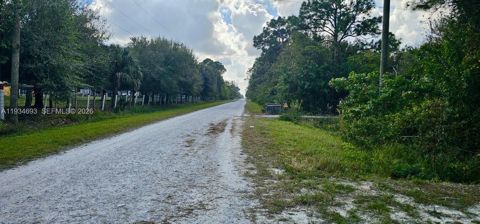 A gravel road stretches into the distance, flanked by dense trees and a wire fence — 650 N Kennel, Clewiston FL 33440, CLEWISTON, FL