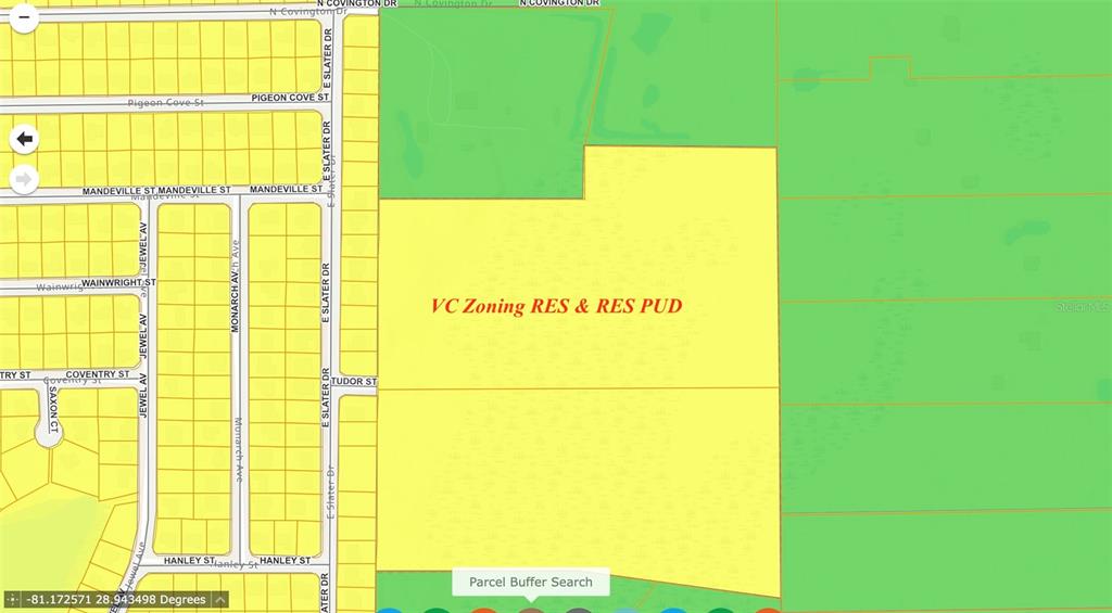 This is a map showing a large parcel of land zoned for residential development — TUDOR STREET, DELTONA, FL