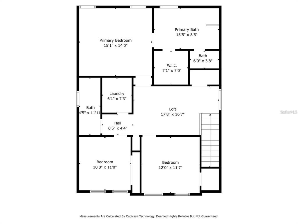 This is a floor plan of a residential second story with three bedrooms and a loft — 15742 SWEET LIMETTA DRIVE, WINTER GARDEN, FL