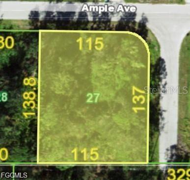 This is a map showing the dimensions and boundary lines of a vacant residential lot — 1133 AMPLE AVENUE, PORT CHARLOTTE, FL