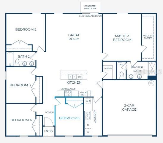 This is a floor plan for a five-bedroom house with a two-car garage — TBD LIME TREE DRIVE, EDGEWATER, FL