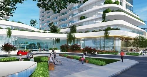 This is a digital architectural rendering of a modern multi-story building with landscaped terraces — 331 CLEVELAND ST UNIT #301, CLEARWATER, FL