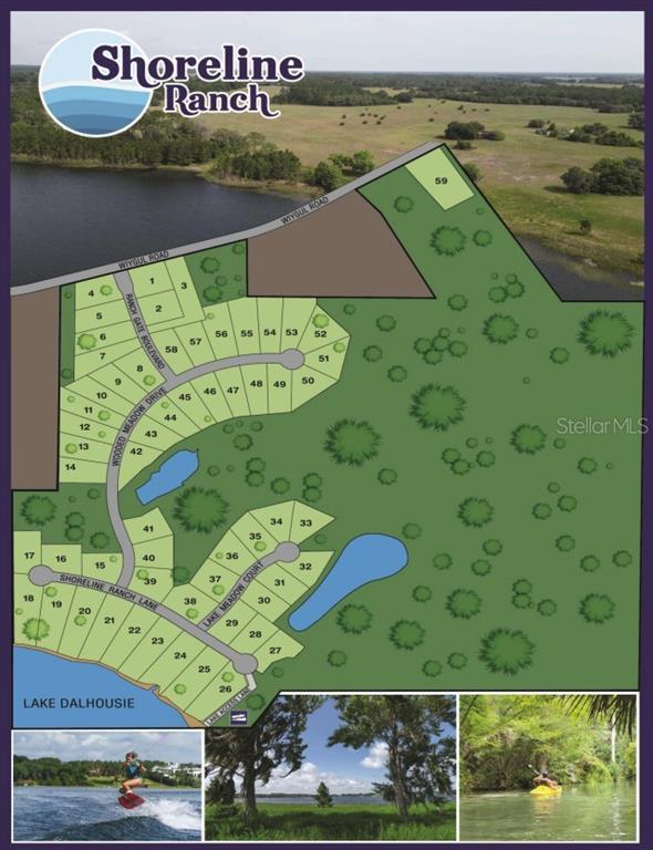 This is a site map showing the layout of lots and roads for the Shoreline Ranch development — 38517 WOODED MEADOW DRIVE, UMATILLA, FL