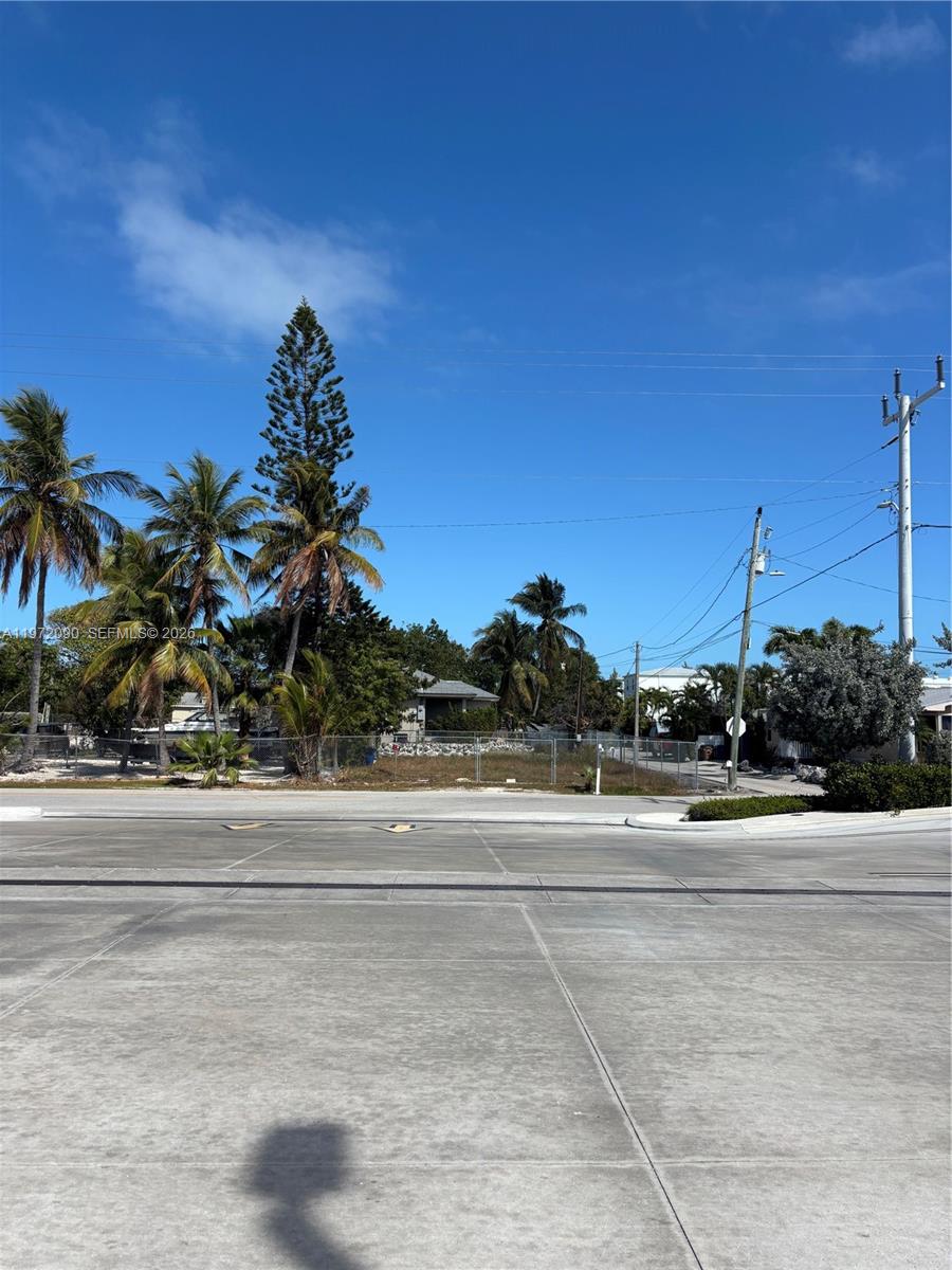 A paved parking area sits in front of a fenced lot with palm trees — 319 Tuskegee Street, Marathon FL 33050, MARATHON, FL