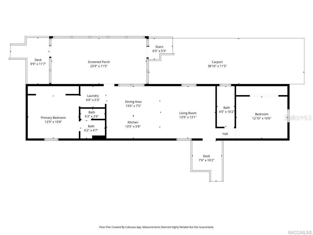 This is a floor plan showing a home with two bedrooms, three bathrooms, and a carport — 9771 SE 171ST PLACE, SUMMERFIELD, FL