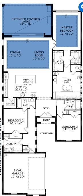 This is a floor plan for a single-story house with three bedrooms, a garage, and a lanai — 177 ASPEN WAY, PALM COAST, FL