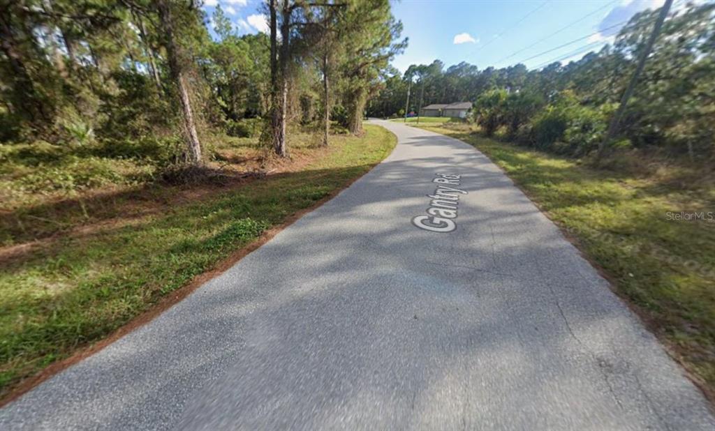 A paved road winds through a wooded area with trees on both sides — GANTRY ROAD, NORTH PORT, FL