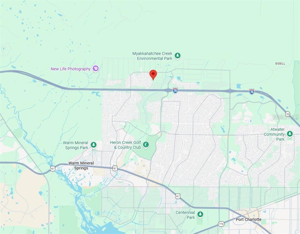 This is a map showing the location of a property in North Port, Florida — Lot 36 GALAMBOS STREET, NORTH PORT, FL