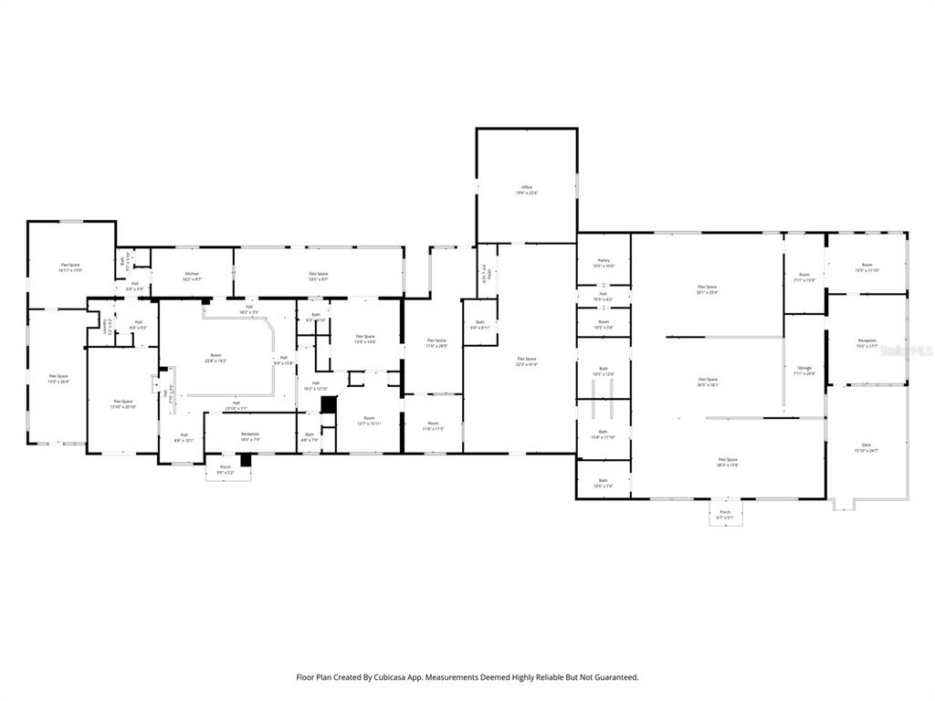 This is a floor plan of a large, multi-room residential property — 639 NE 1ST STREET, CRYSTAL RIVER, FL