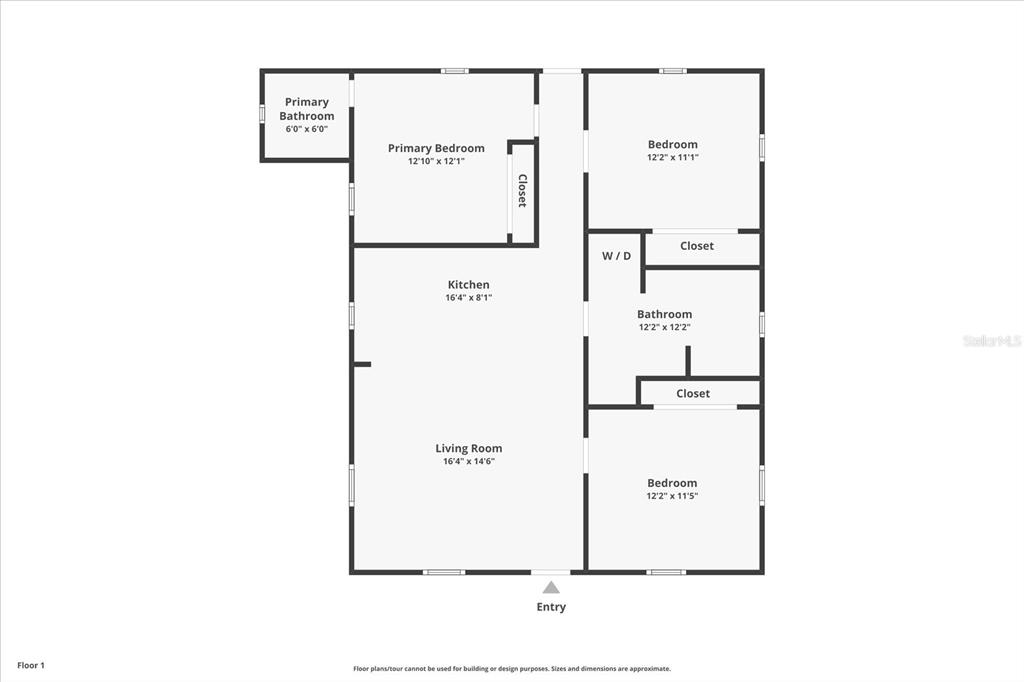 This is a floor plan for a single-story home with three bedrooms and two bathrooms — 15229 MYRTLE STREET, DADE CITY, FL