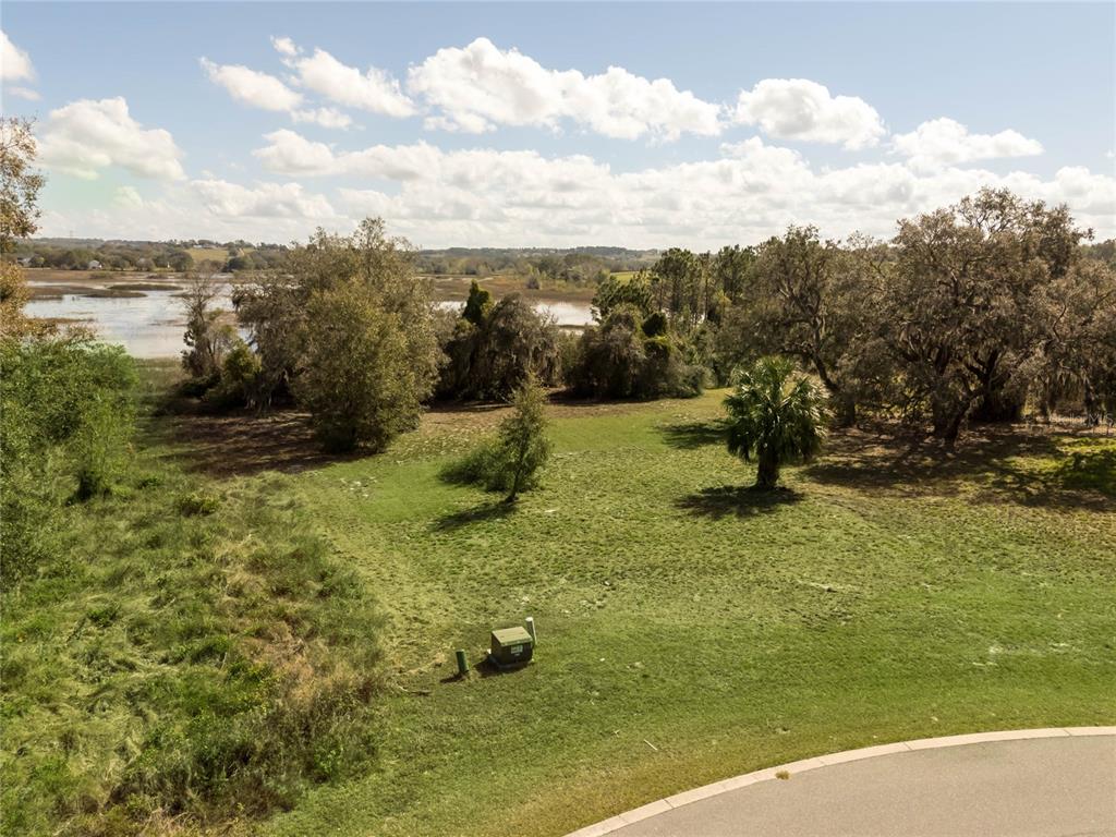 An elevated view of a grassy vacant lot bordering a marshy area and trees — 476 LONG AND WINDING RD, HOWEY IN THE HILLS, FL