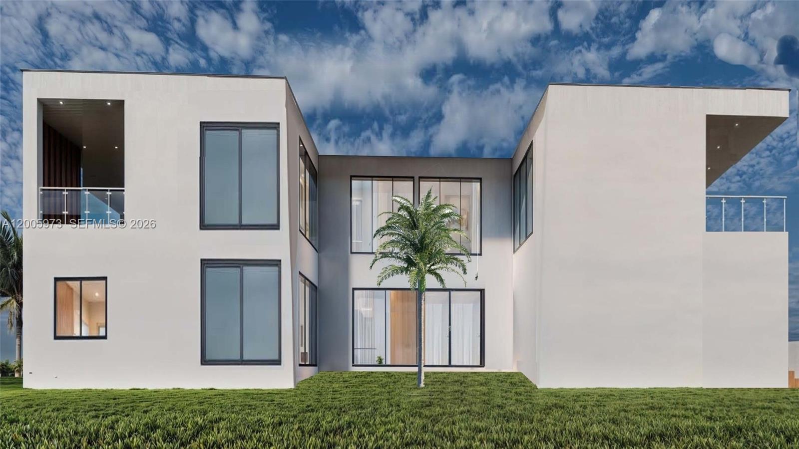 This is a rendering of the exterior of a modern two-story white house — 975 SW 15th Ave, Miami FL 33135, MIAMI, FL
