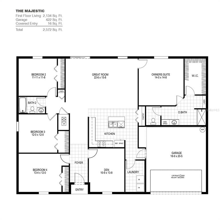 This is a floor plan for a single-story house featuring four bedrooms and a garage — 20296 LORETTE AVENUE, PORT CHARLOTTE, FL