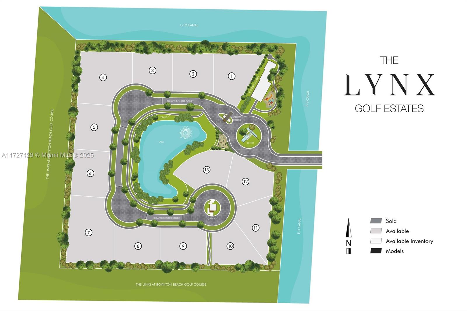 This is a site map rendering for The Lynx Golf Estates residential community — 6000 Canal Drive #13, Lake Worth FL 33463, LAKE WORTH, FL