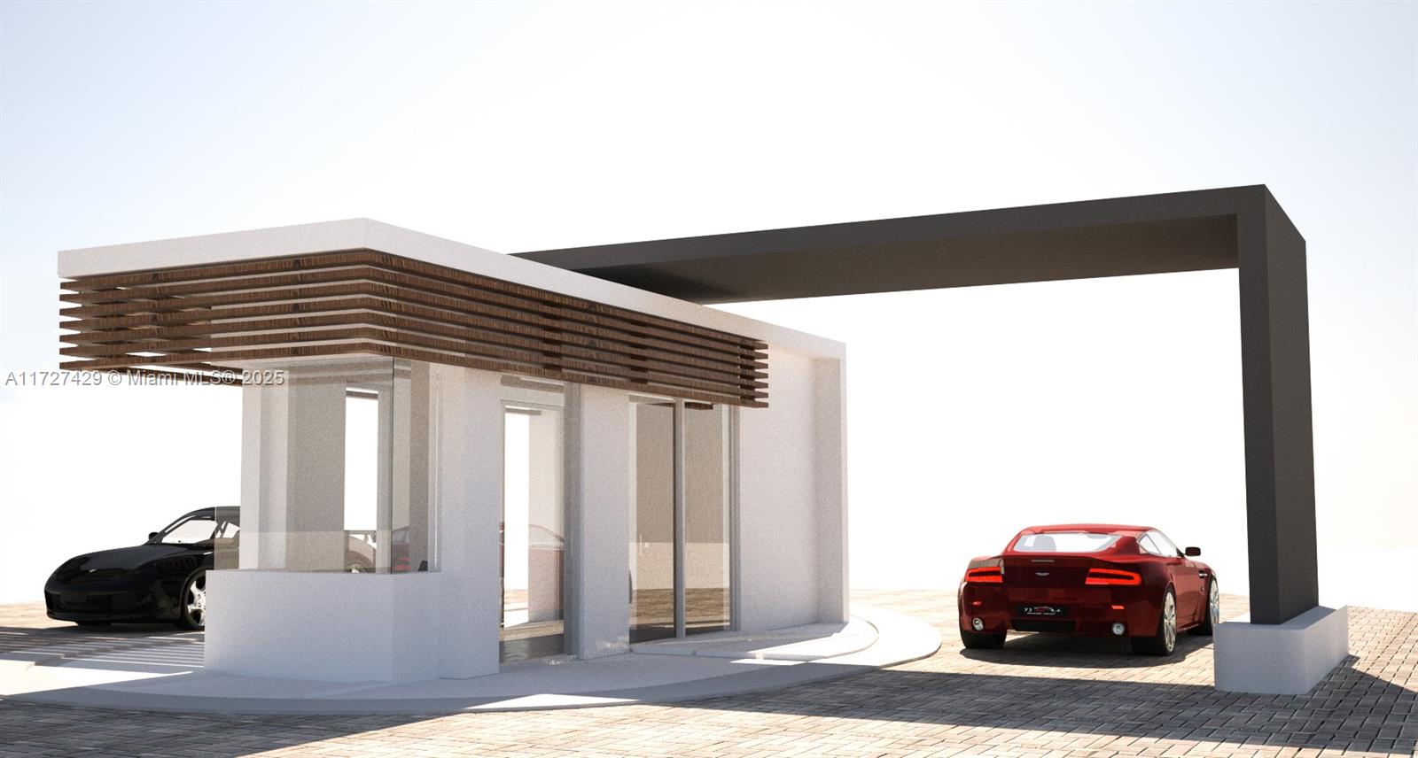 This is a rendering of a modern gated community entrance with a guardhouse and cars — 6000 Canal Drive #13, Lake Worth FL 33463, LAKE WORTH, FL