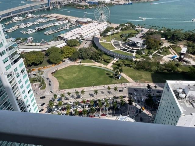 An elevated view shows a city park, a marina, a Ferris wheel, and nearby buildings — 253 2nd St # 3807, Miami FL 33132, MIAMI, FL
