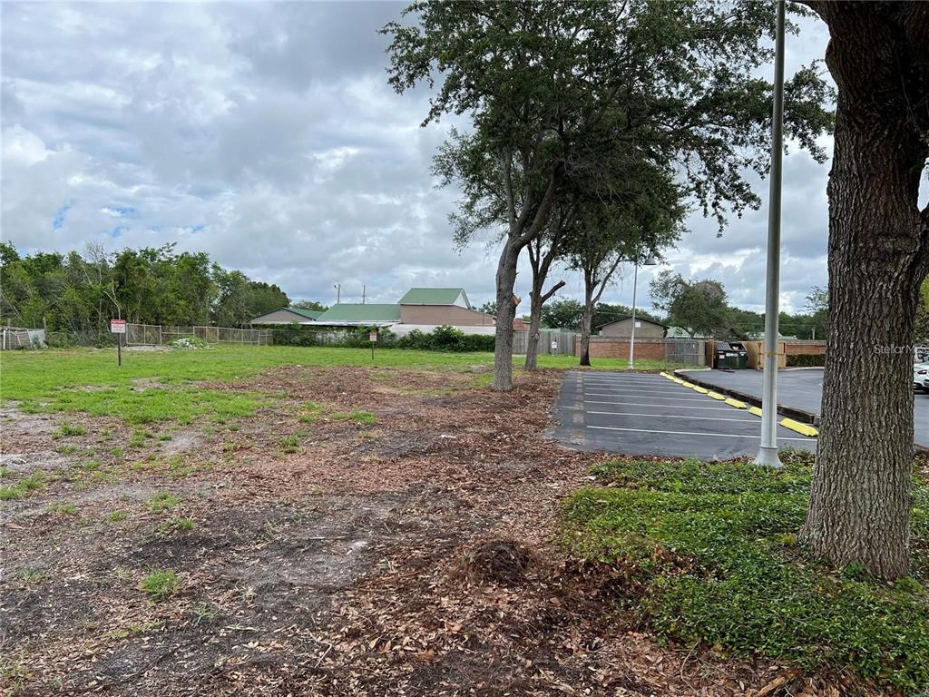 A vacant grassy lot sits adjacent to a paved parking area and mature trees — O E NANCY LEE LANE, APOPKA, FL